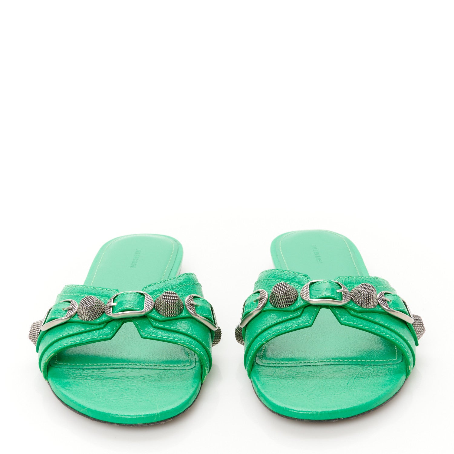 Balenciaga Agneau Arena Cagole Flat Slide Sandals 35 Vivid Green 3 of 11