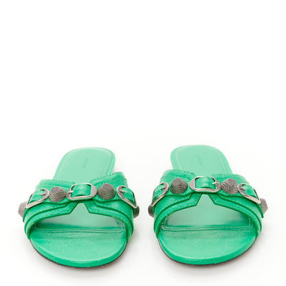 Balenciaga Agneau Arena Cagole Flat Slide Sandals 35 Vivid Green 3 of 11