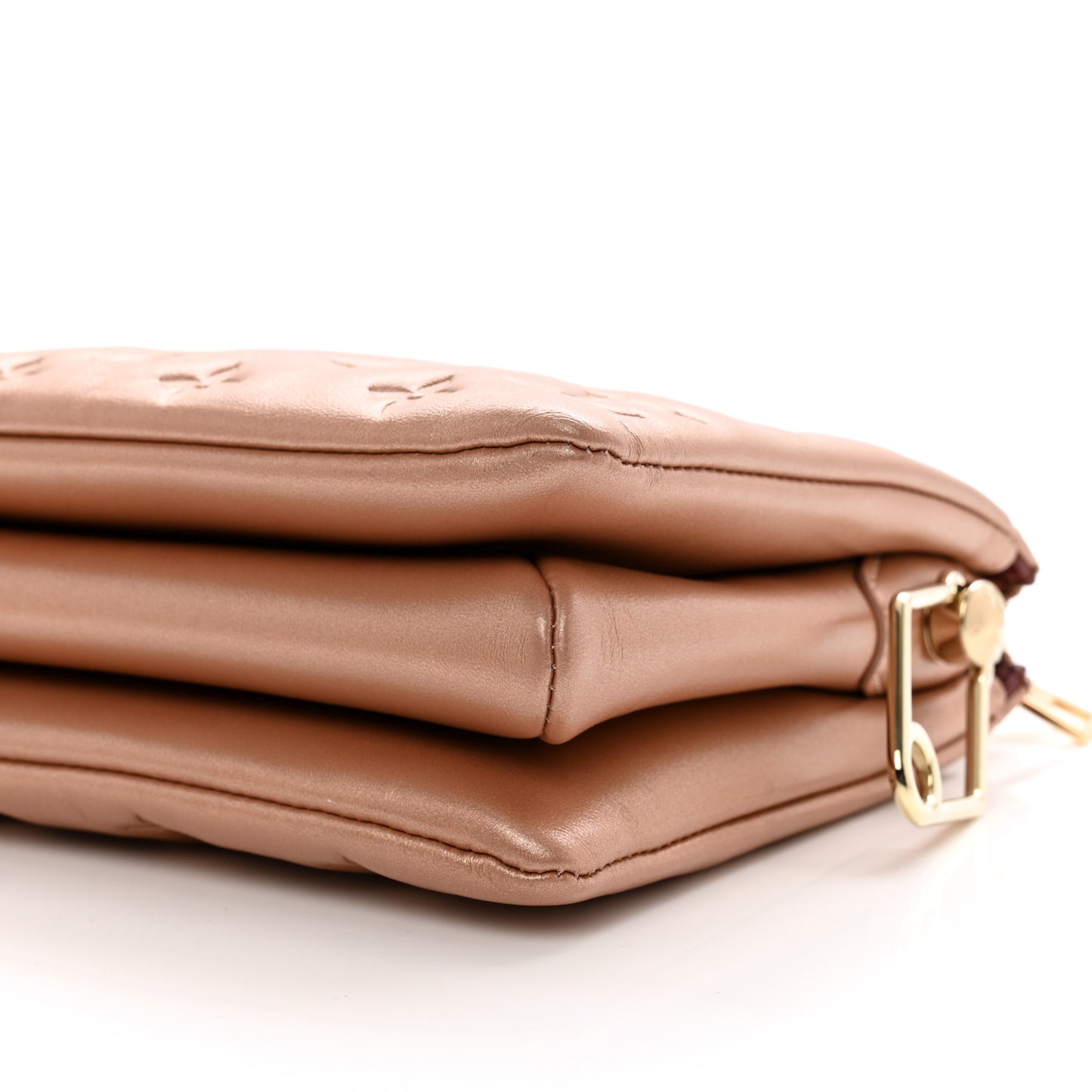 Metallic Lambskin Embossed Monogram Coussin BB Pink Gold