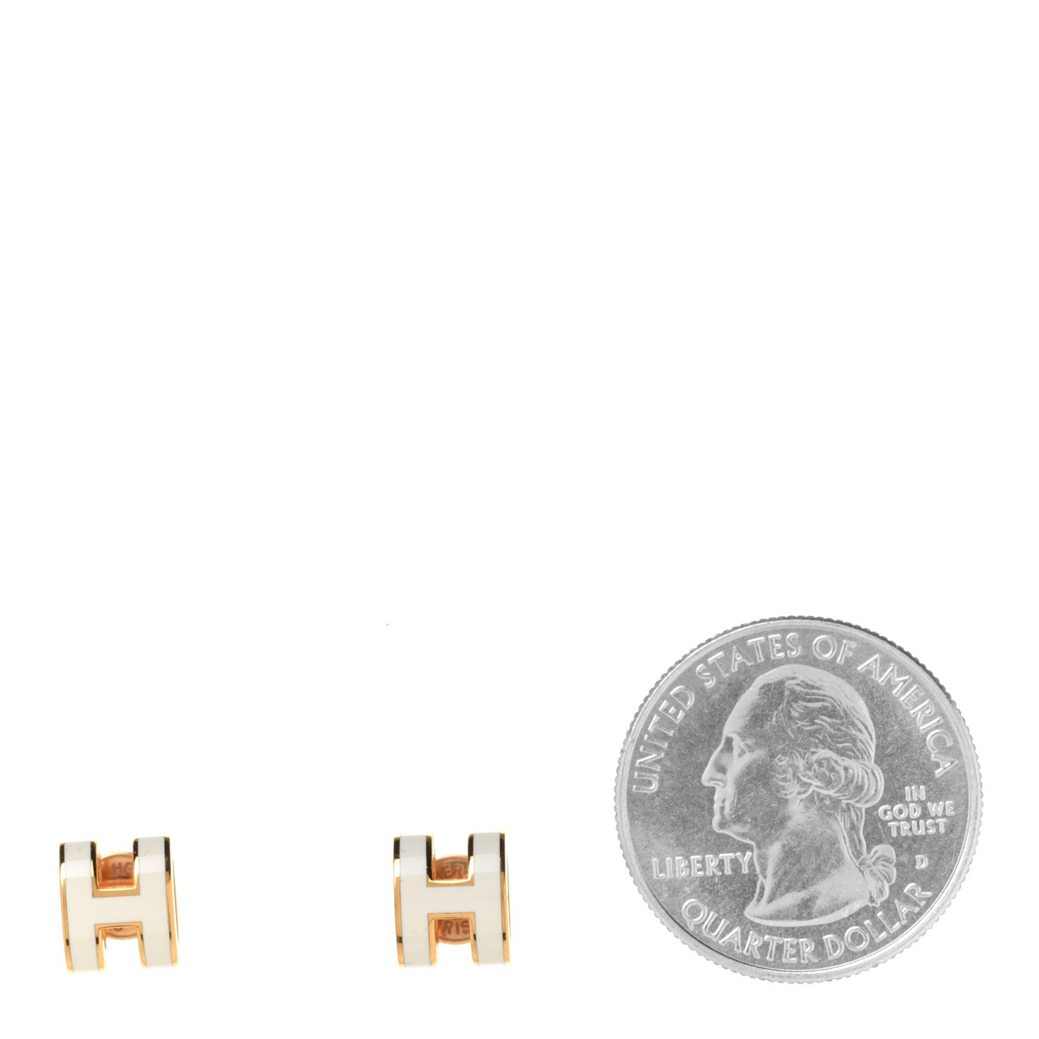 Hermes Gold Lacquered Mini Pop H Earrings White 2 of 6