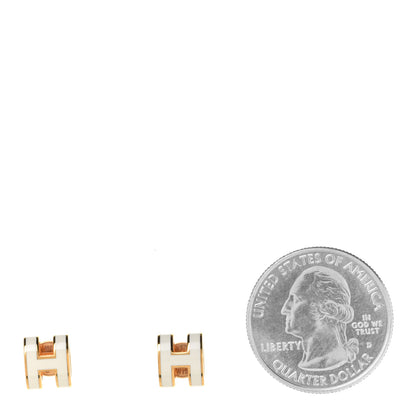 Hermes Gold Lacquered Mini Pop H Earrings White 2 of 6