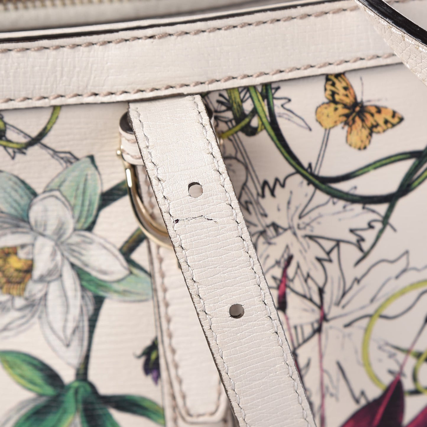 Calfskin Flora Infinity Small Nice Tote Off White