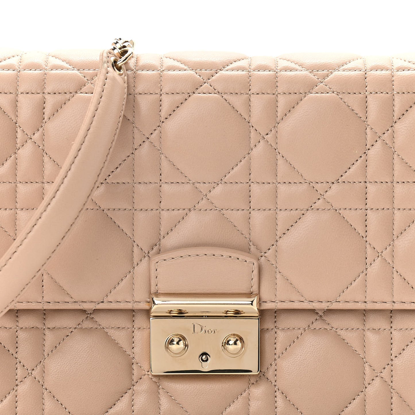 Lambskin Cannage Miss Dior Promenade Pouch Beige