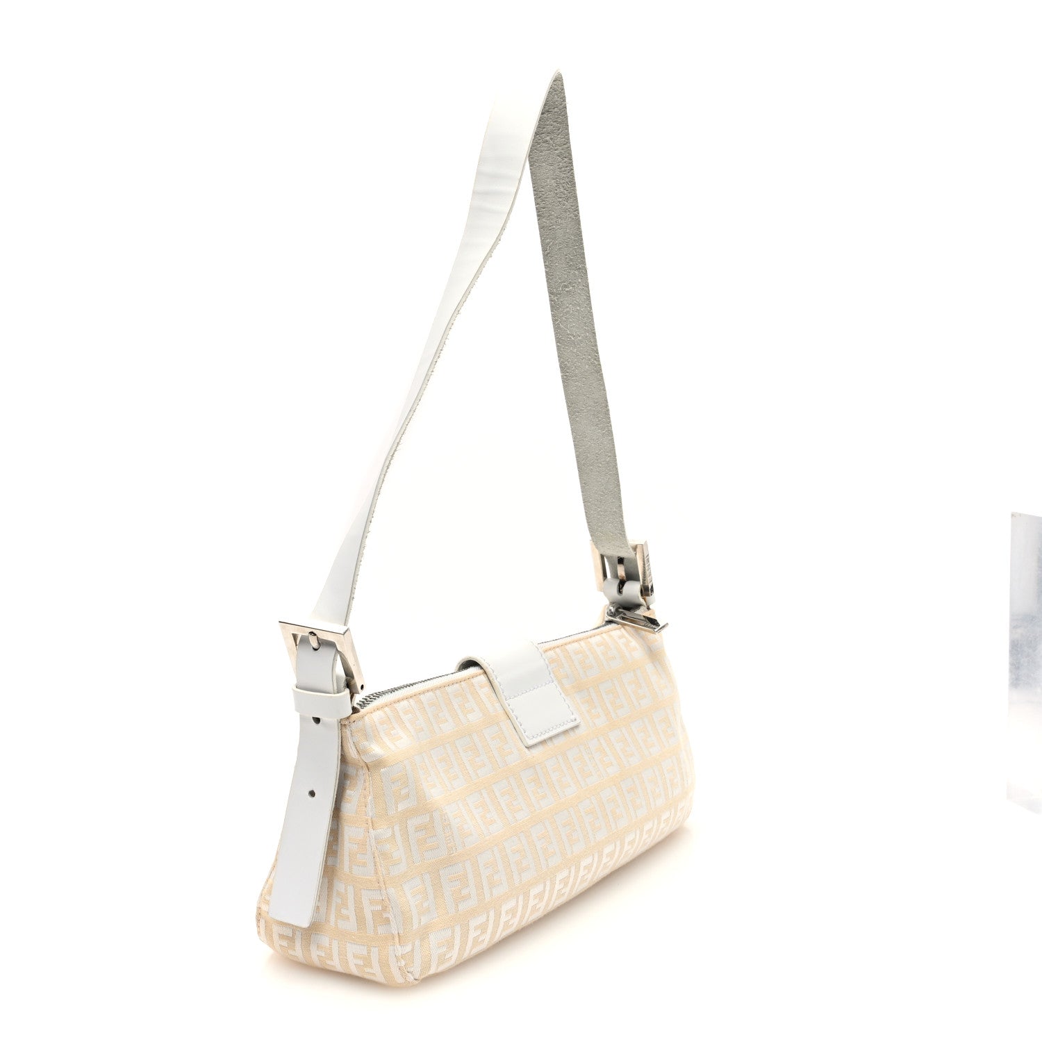 Fendi Zucchino Mini Baguette Beige White 3 of 9