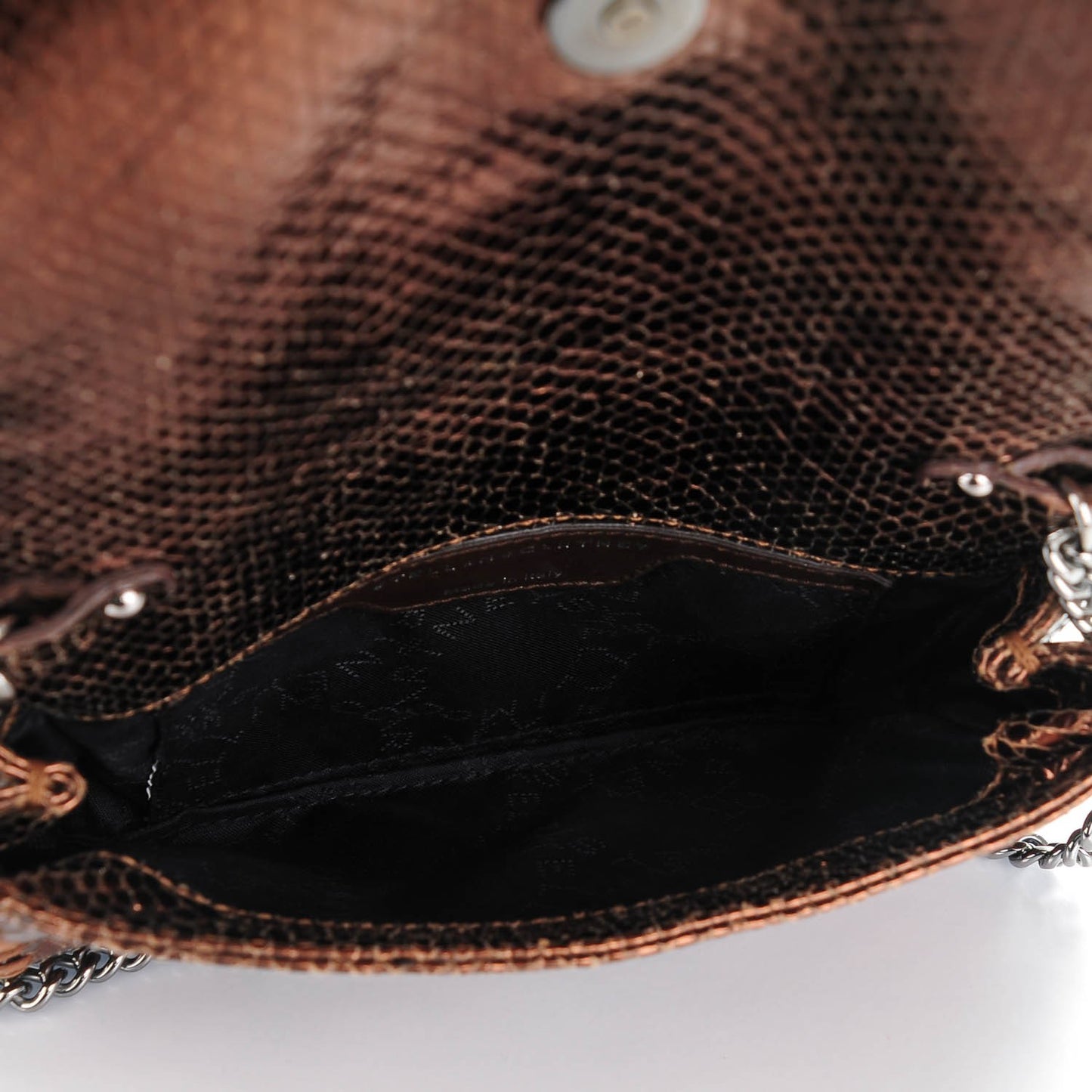 Metallic Faux Snakeskin Falabella Crossbody Bag Bronze