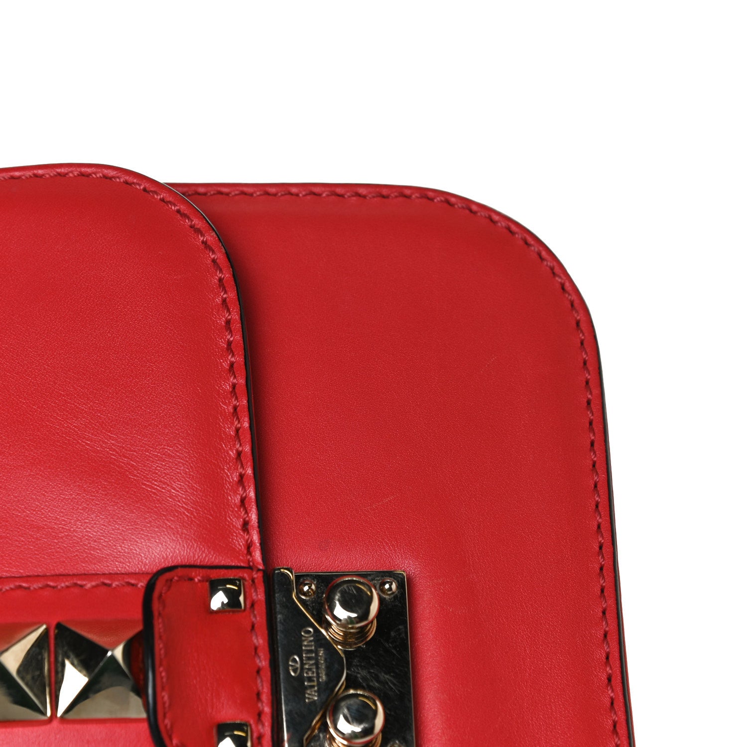 Valentino Garavani Vitello Small Glam Lock Rockstud Flap Red 12 of 15