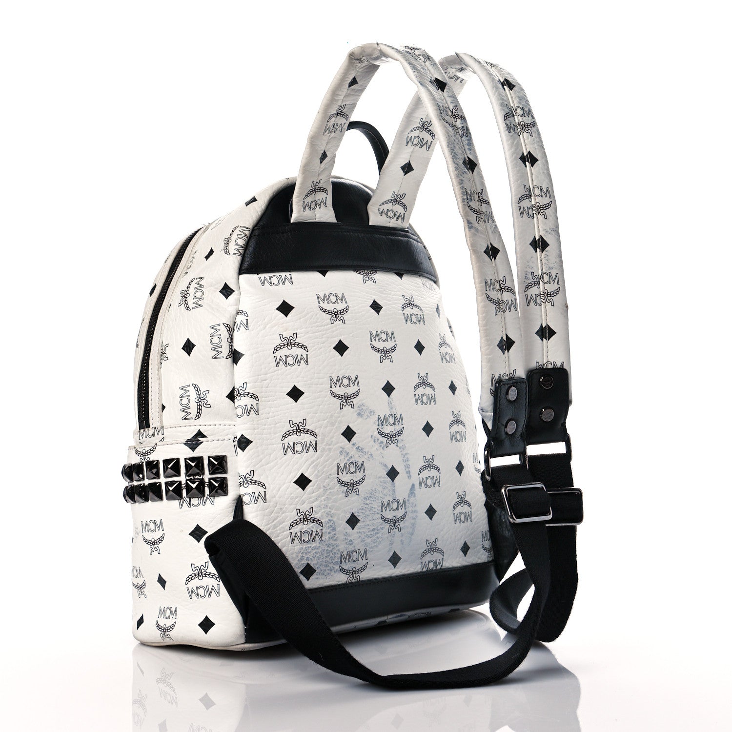 MCM Visetos Small Side Stud Stark Backpack White 2 of 18