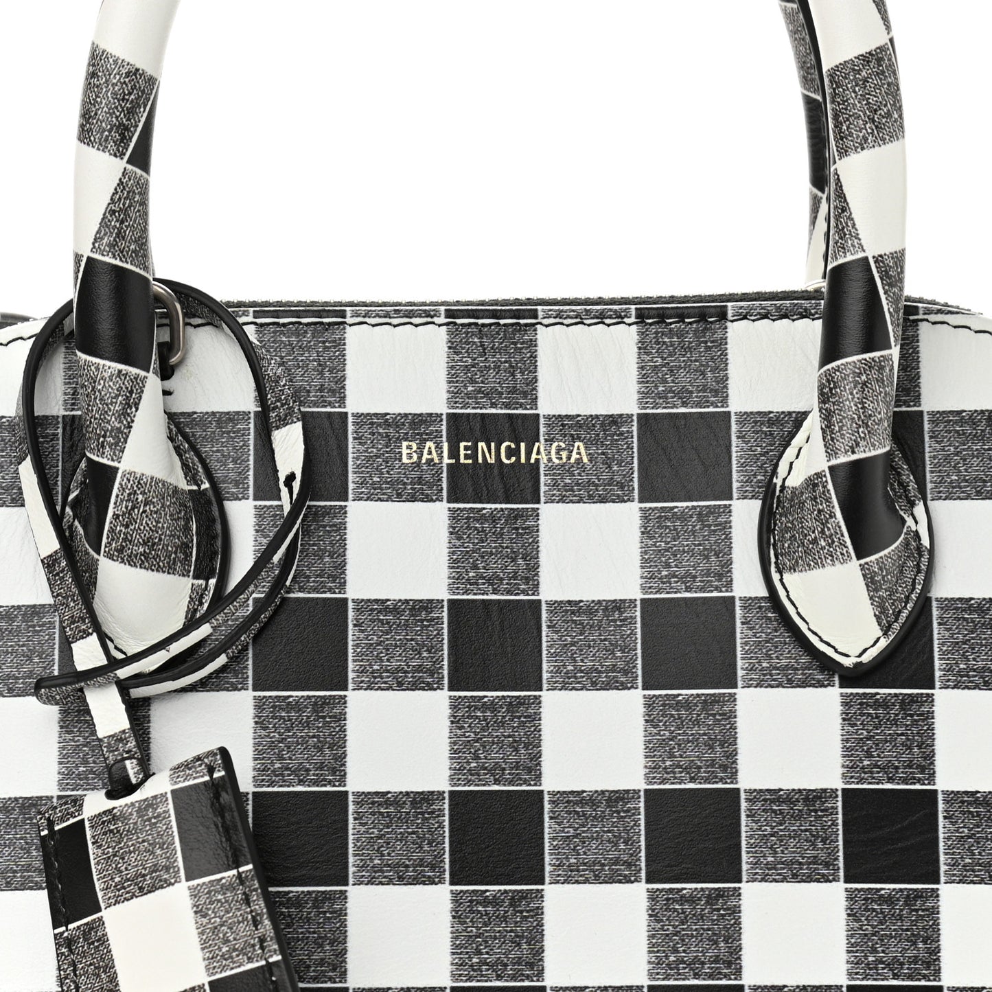 Calfskin Checked S Ville Top Handle Bag Black