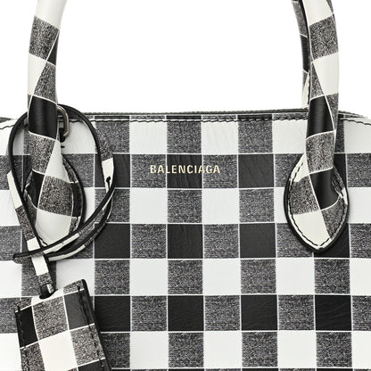 Balenciaga Calfskin Checked S Ville Top Handle Bag Black 6 of 8