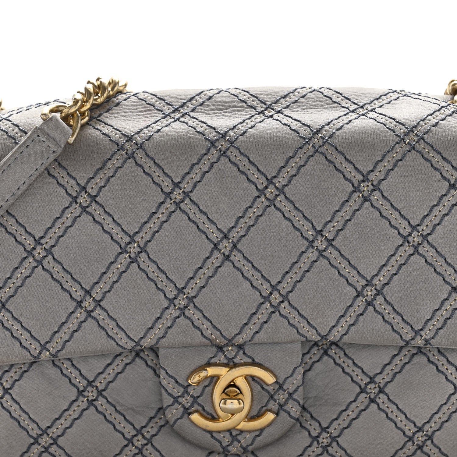 Chanel Iridescent Calfskin Triple Stitched Flap Grey 8 of 14