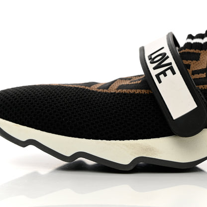 Fendi Stretch Yarn FF Stiff Band Rockoko Sneakers 37.5 Black White Tobacco 14 of 19