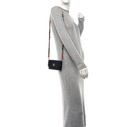 Chanel Shiny Lambskin Ribbon Quilted Clutch With Chain Black 2 of 12