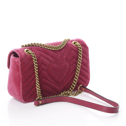 Gucci Velvet Matelasse Small GG Marmont Shoulder Bag Light Raspberry Rose 2 of 8