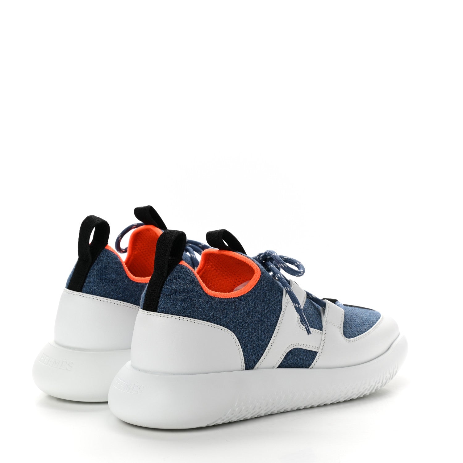 Hermes Technical Canvas Calfskin Womens Duel Sneakers 37 Blue Jean Multicolor 4 of 7