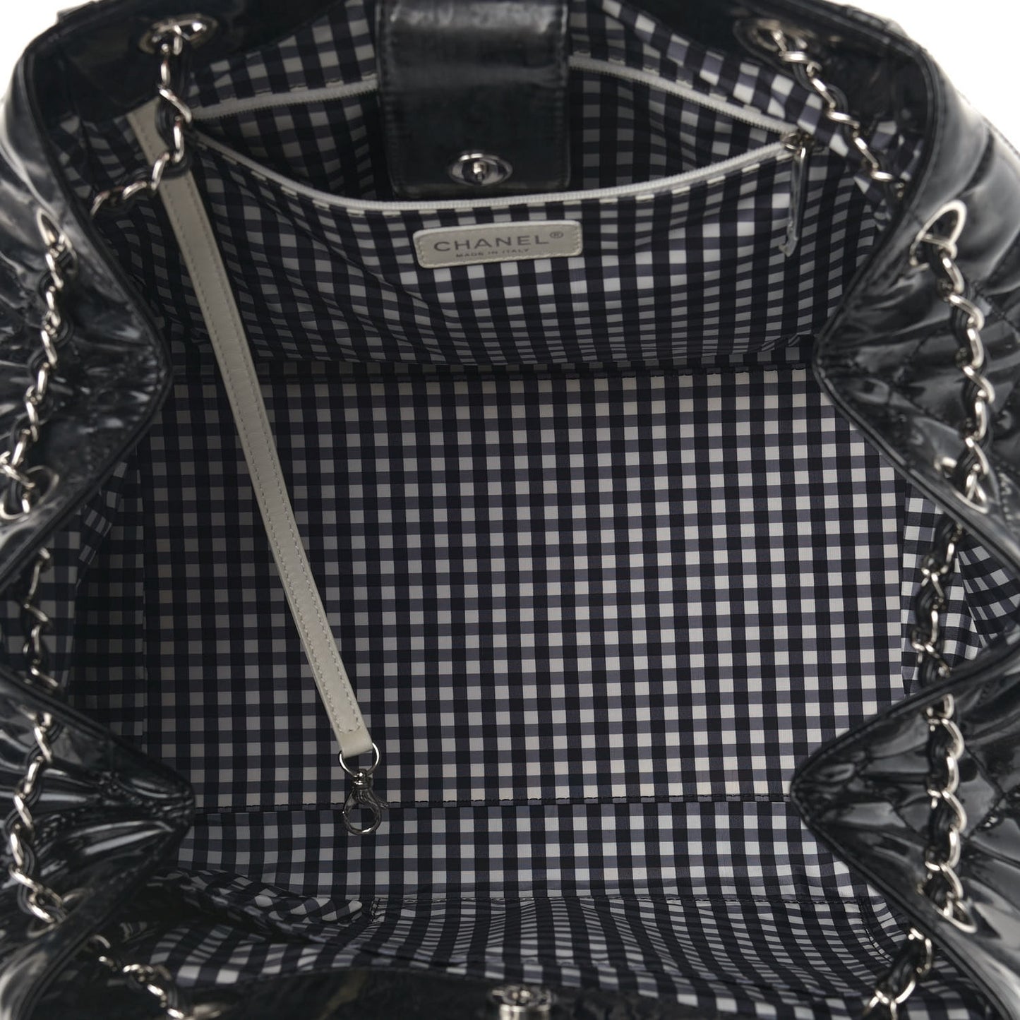 Vinyl Lipstick Ligne Accordion Tote Black