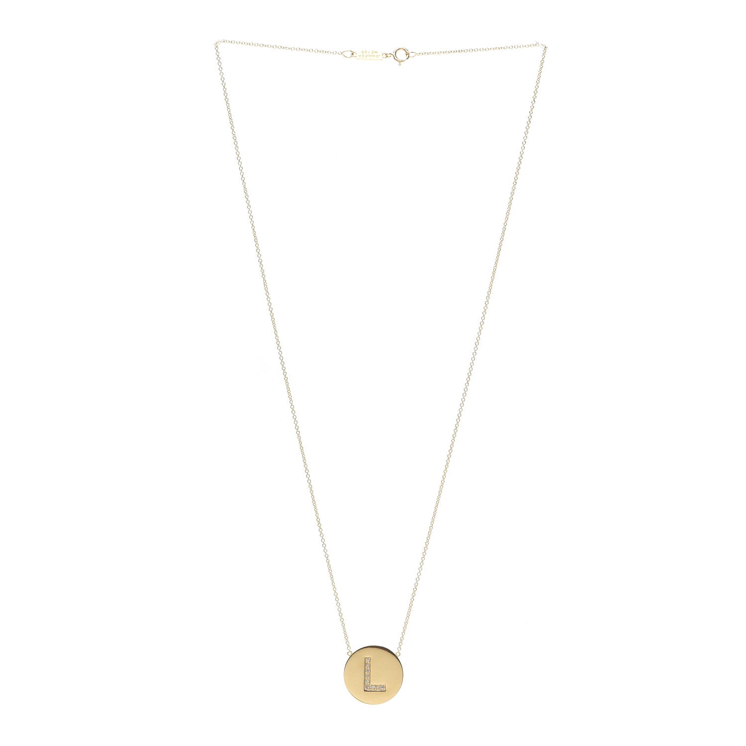 Jennifer Meyer 18K Yellow Gold Diamond Letter L Disc Necklace 3 of 5