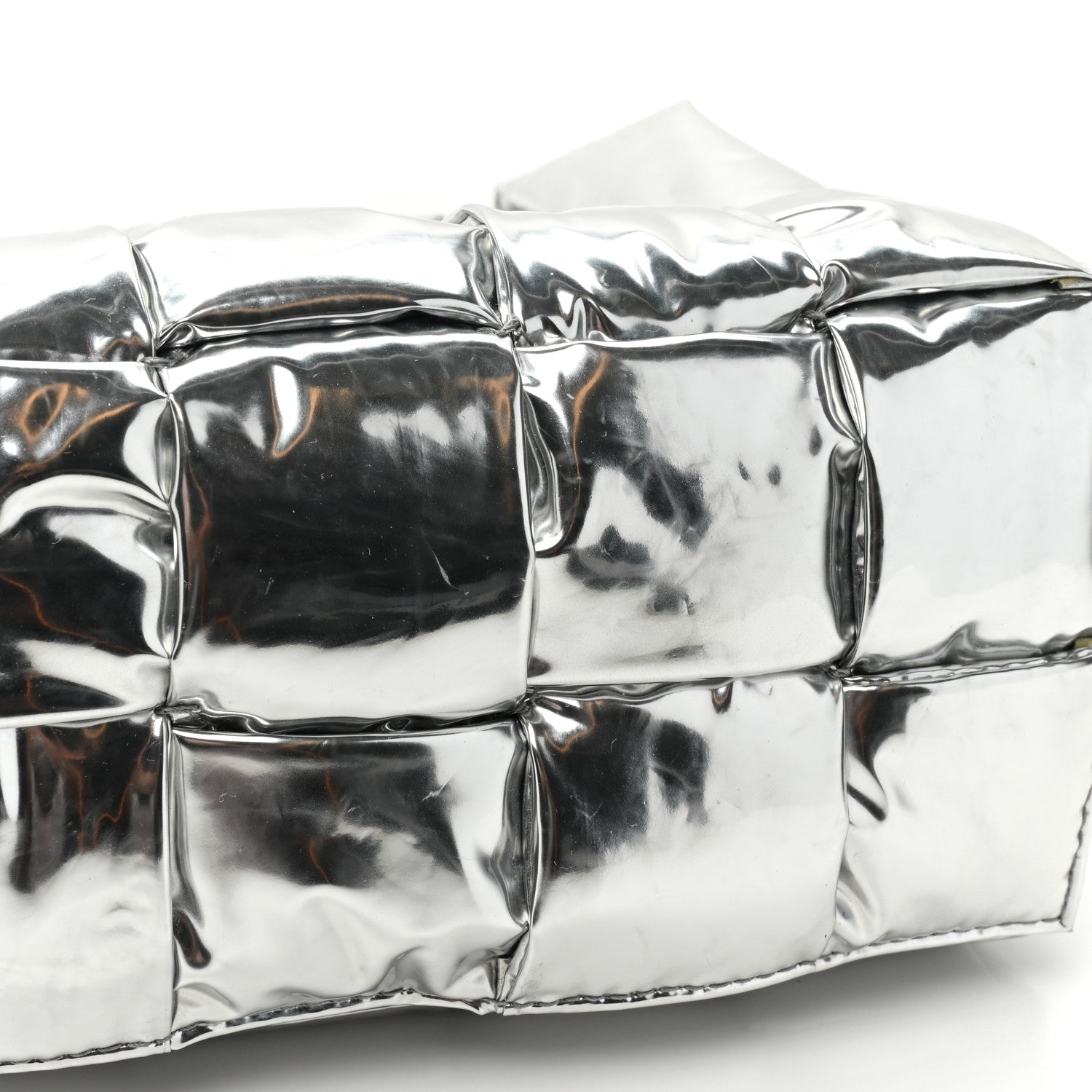 Bottega Veneta Metallic Lambskin Maxi Intrecciato Padded The Belt Cassette Bag Silver 12 of 13