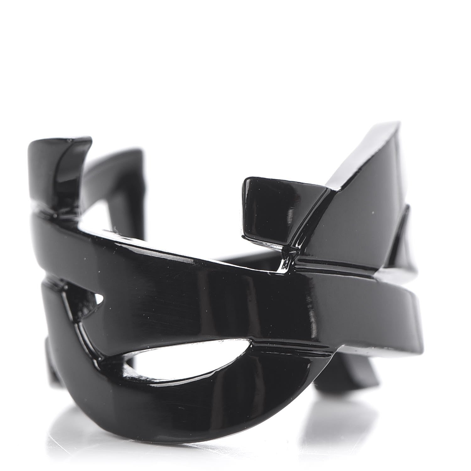 Saint Laurent Brass Monogram Cassandre Ring 5 Black 1 of 5