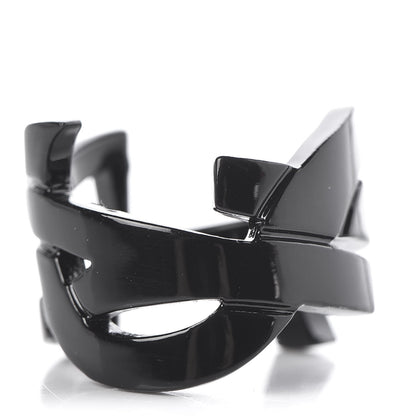 Saint Laurent Brass Monogram Cassandre Ring 5 Black 1 of 5