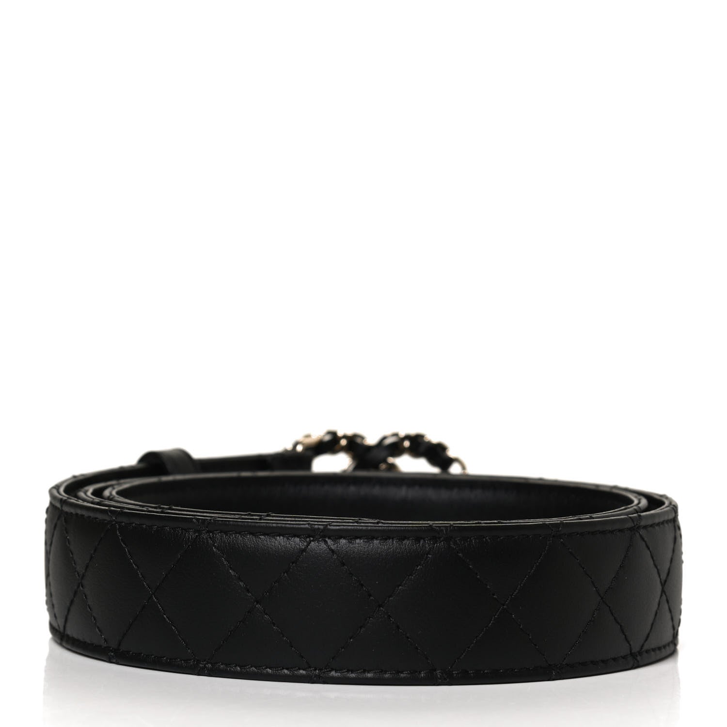 Chanel Calfskin Quilted CC Chain Belt 95 38 Black 2 of 9