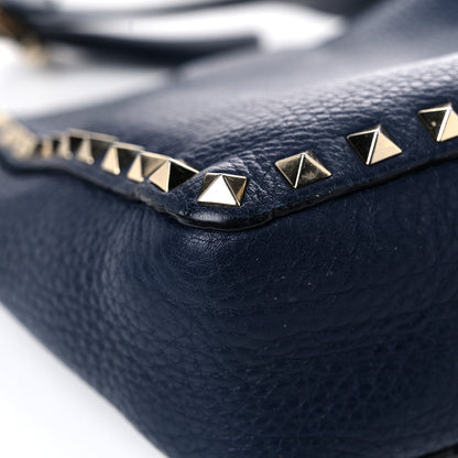 Valentino Garavani Pebbled Calfskin Mini Rockstud Flip-Lock Messenger Bag Marine 9 of 23