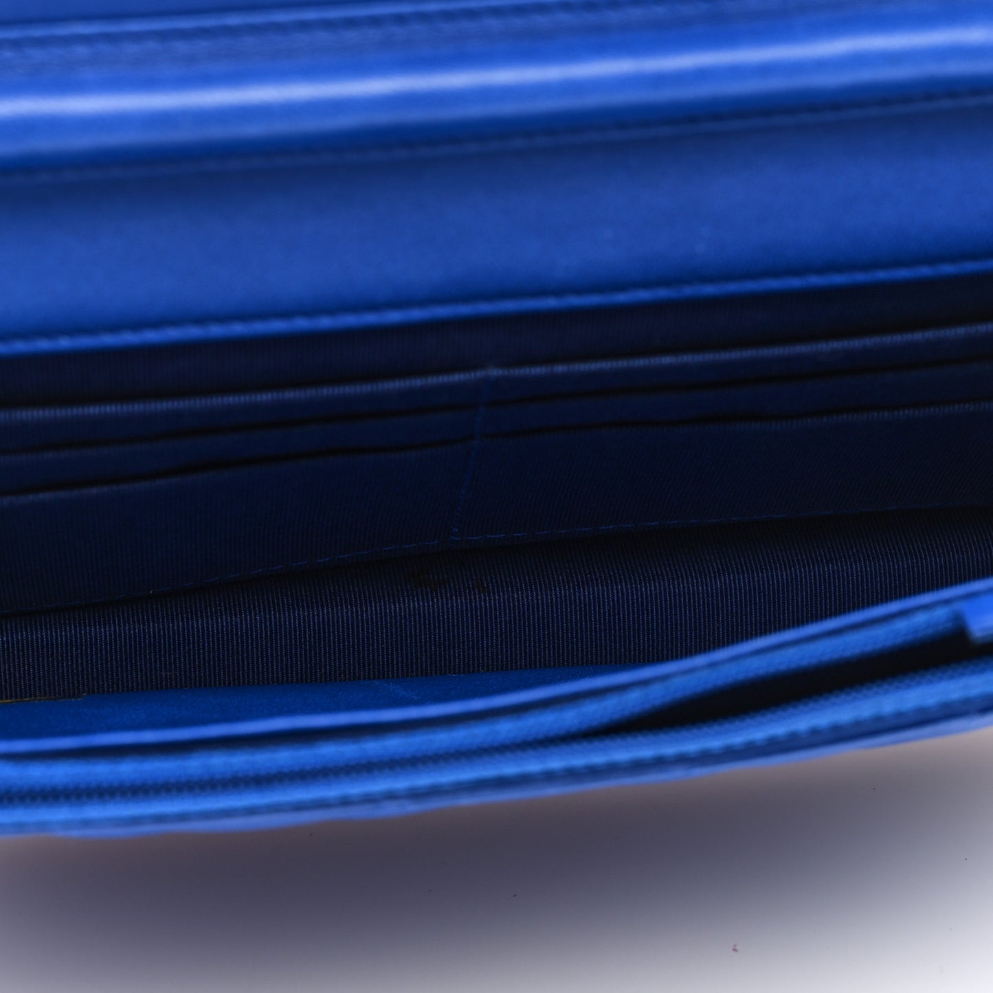 Lambskin Quilted Wallet On Chain WOC Blue