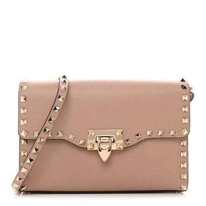Valentino Garavani Pebbled Calfskin Medium Rockstud Flip Lock Crossbody Bag Poudre 1 of 10