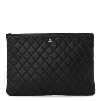Chanel Lambskin Quilted Large Cosmetic Case Black 1 of 8