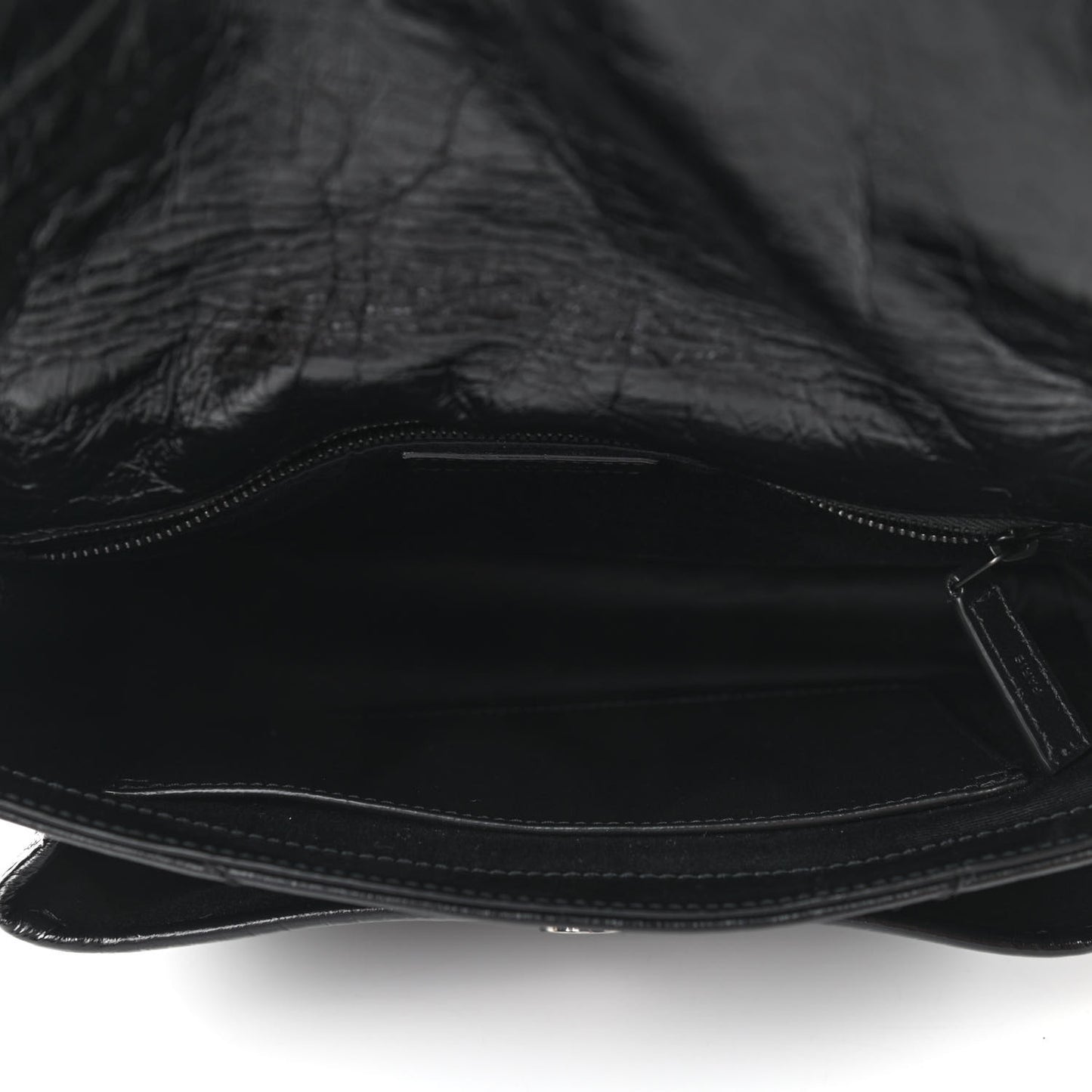 Crinkled Calfskin Matelasse Monogram Medium Niki Chain Satchel Black