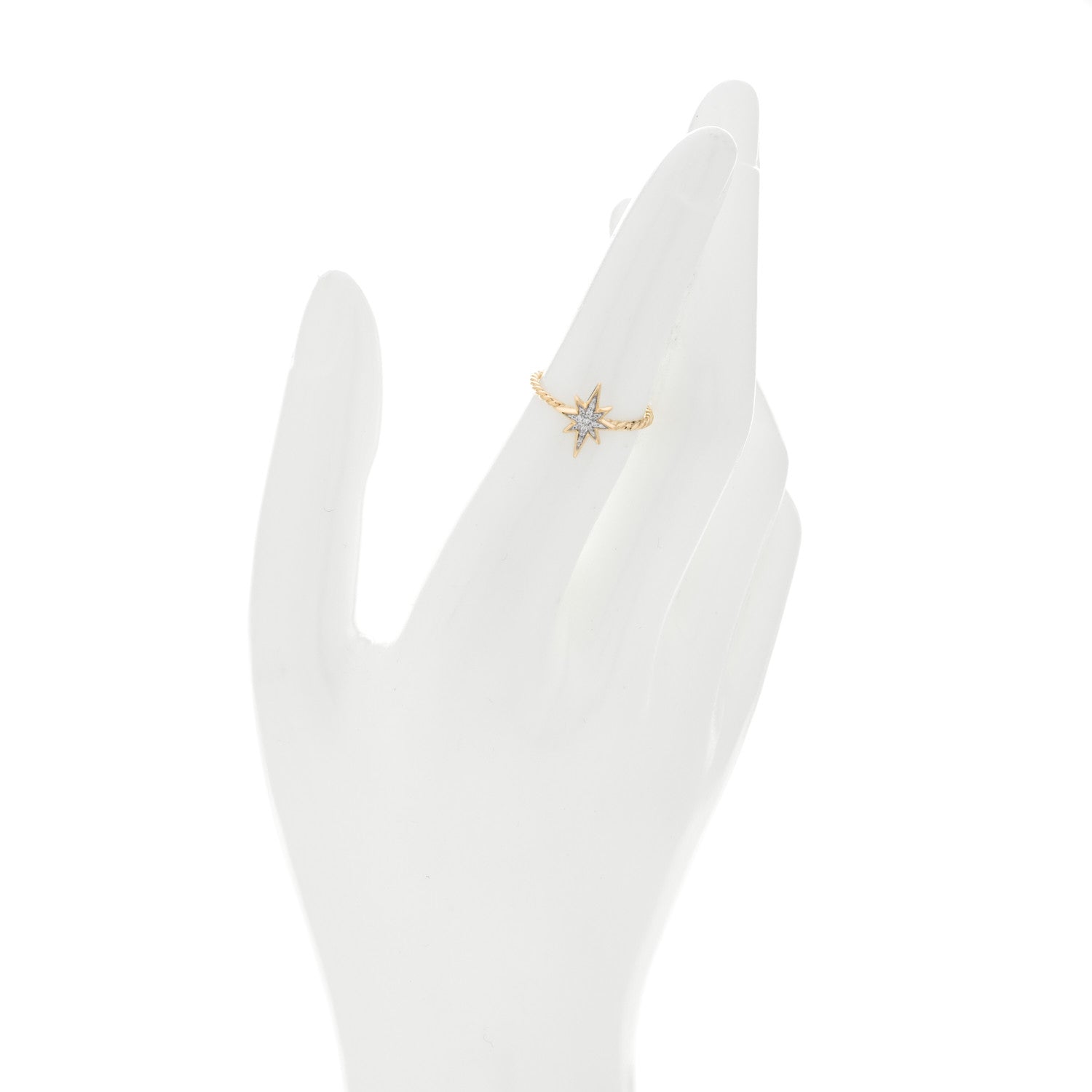 David Yurman 18K Yellow Gold Diamond Cable Collectibles North Star Stack Ring 52 6 2 of 4