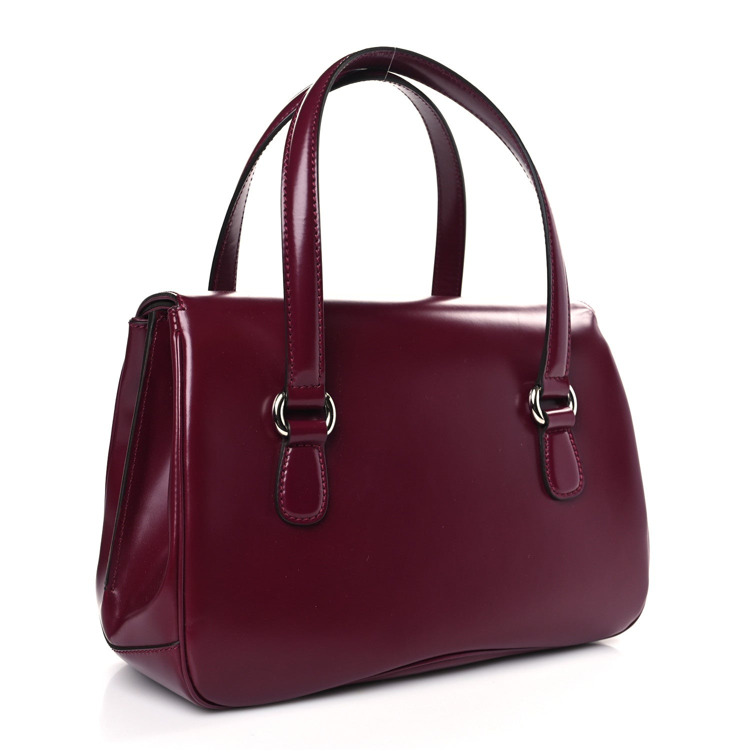 Gucci Regent Calfskin Medium Lady Lock Satchel Purple Wine 3 of 9