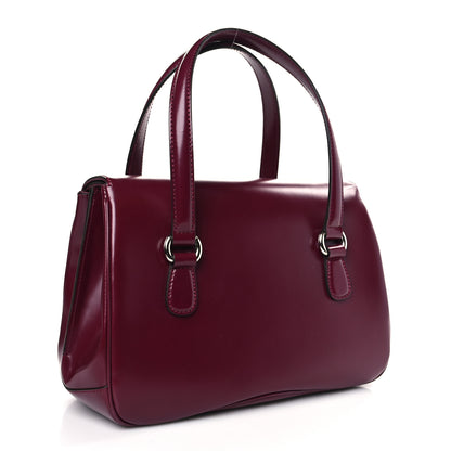 Gucci Regent Calfskin Medium Lady Lock Satchel Purple Wine 3 of 9