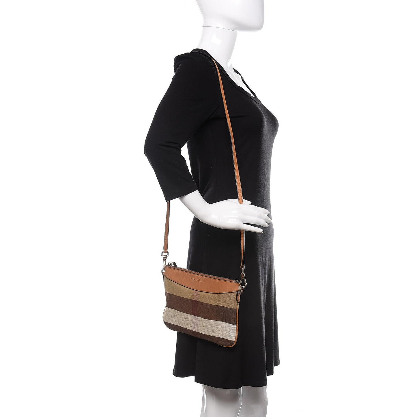 Mega Check Peyton Crossbody Clutch Bag Saddle Brown