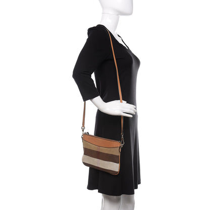 Burberry Mega Check Peyton Crossbody Clutch Bag Saddle Brown 2 of 11