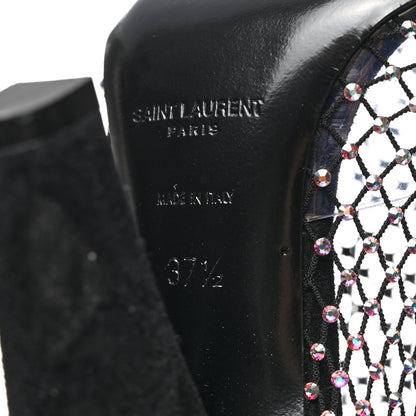 Saint Laurent Mesh Crystal Koller 100 Knee High Boots 37.5 Black 7 of 8