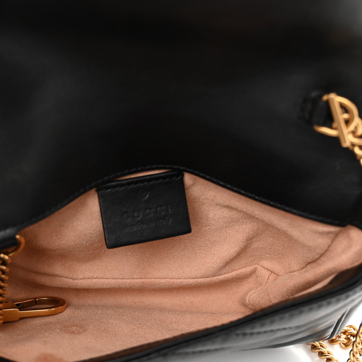 Calfskin Matelasse Super Mini GG Marmont Shoulder Bag Black