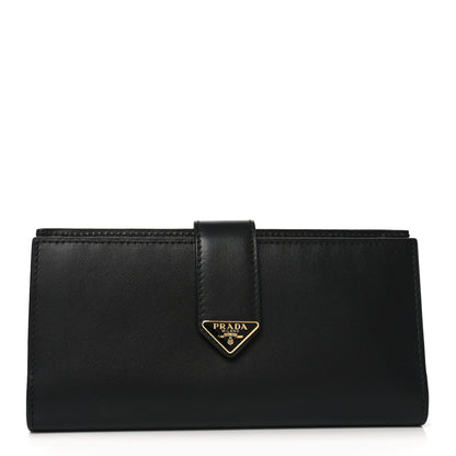 Prada Saffiano Calfskin Large Triangle Continental Wallet Black 1 of 7