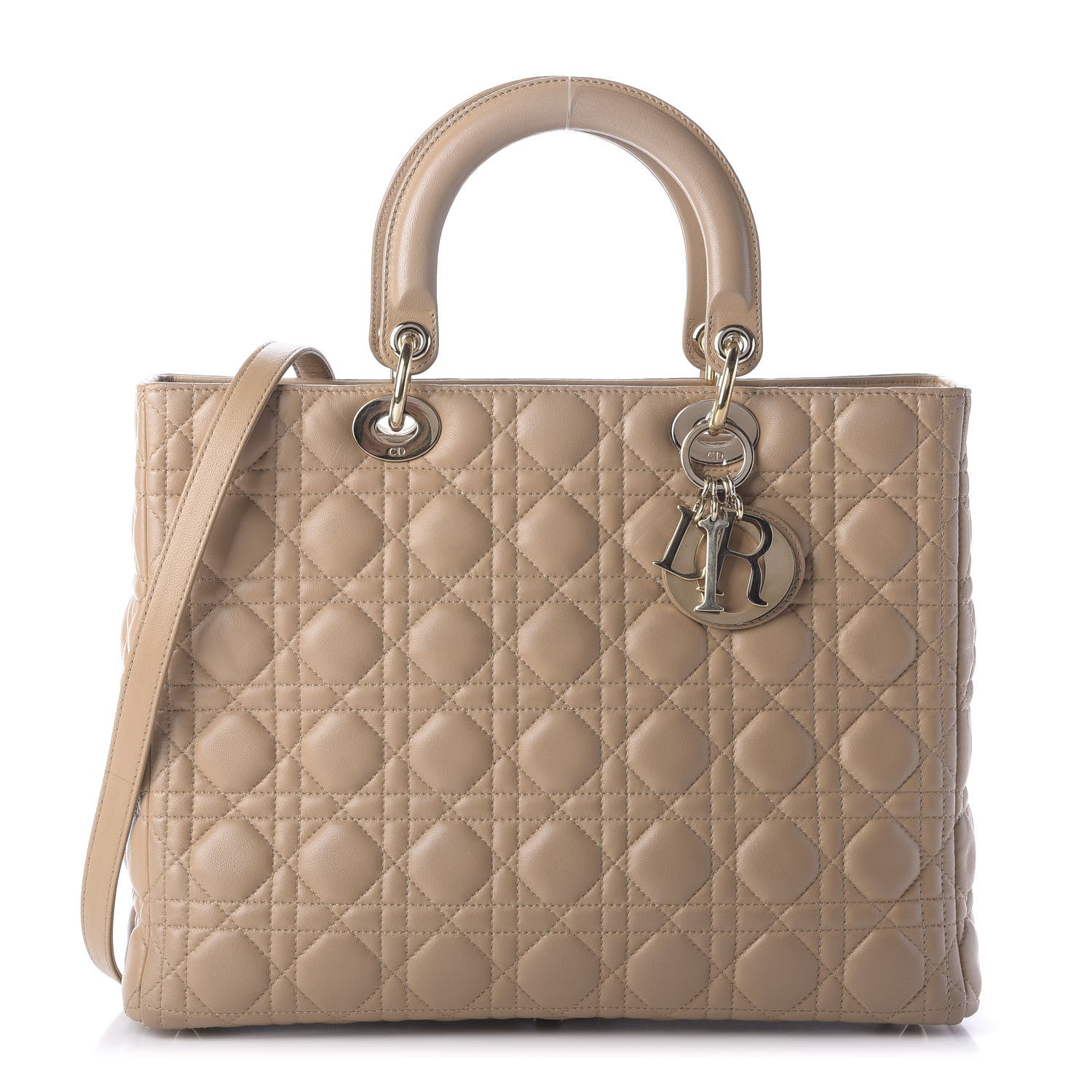 Christian Dior Lambskin Cannage Large Lady Dior Beige 1 of 9