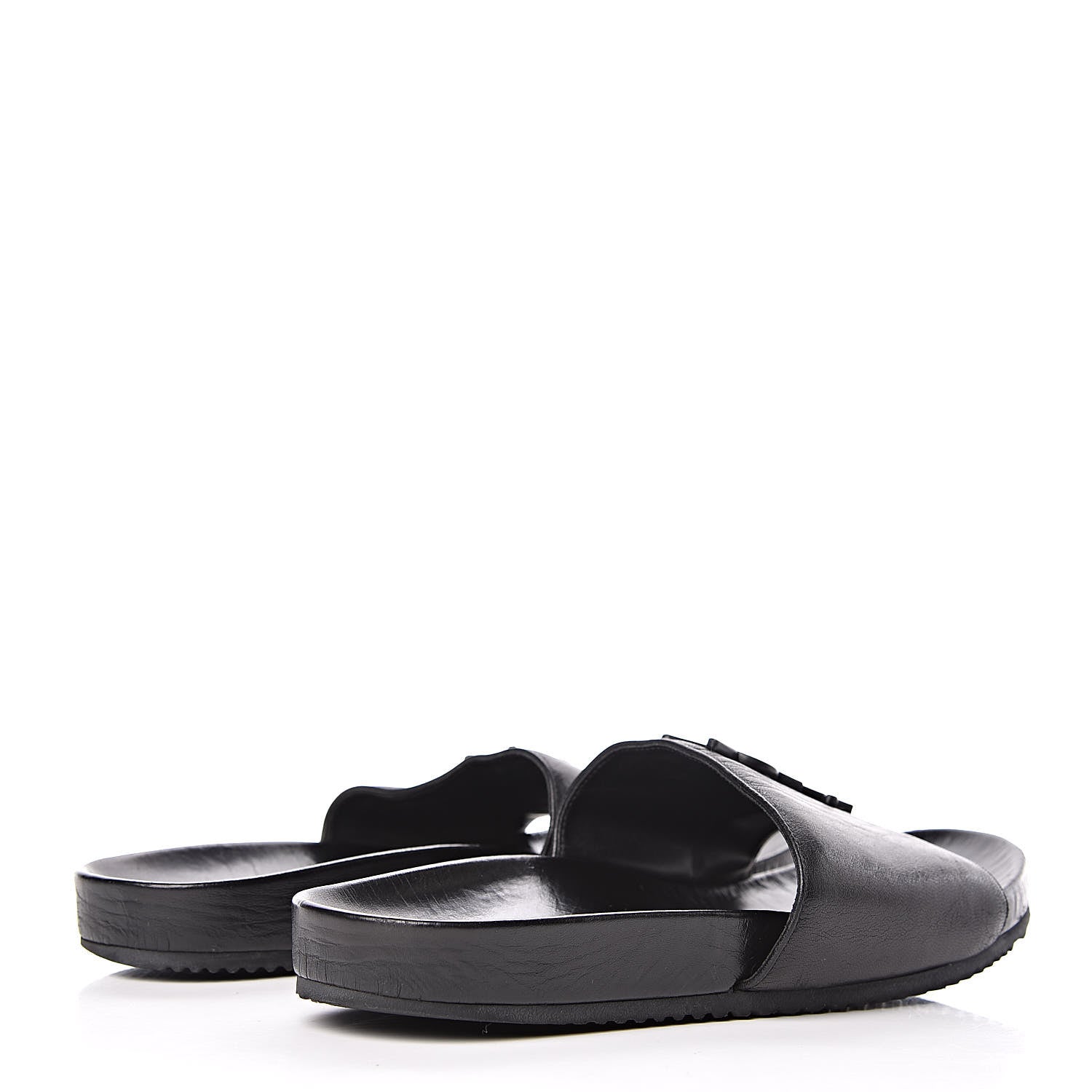 Saint Laurent Lambskin Joan Slide Sandals 39 Black 4 of 14
