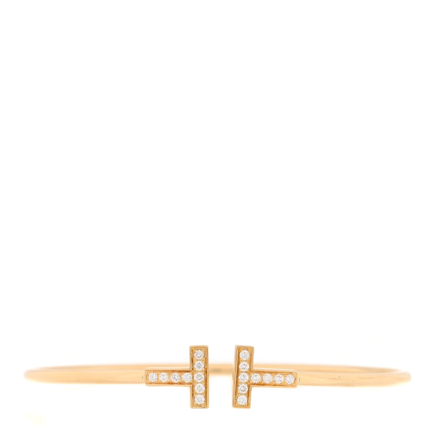 Tiffany 18K Yellow Gold Diamond T Wire Bracelet 1 of 3