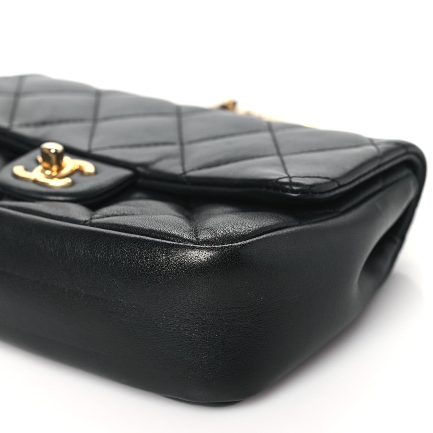 Lambskin Quilted Mini Heart Charms Flap Black