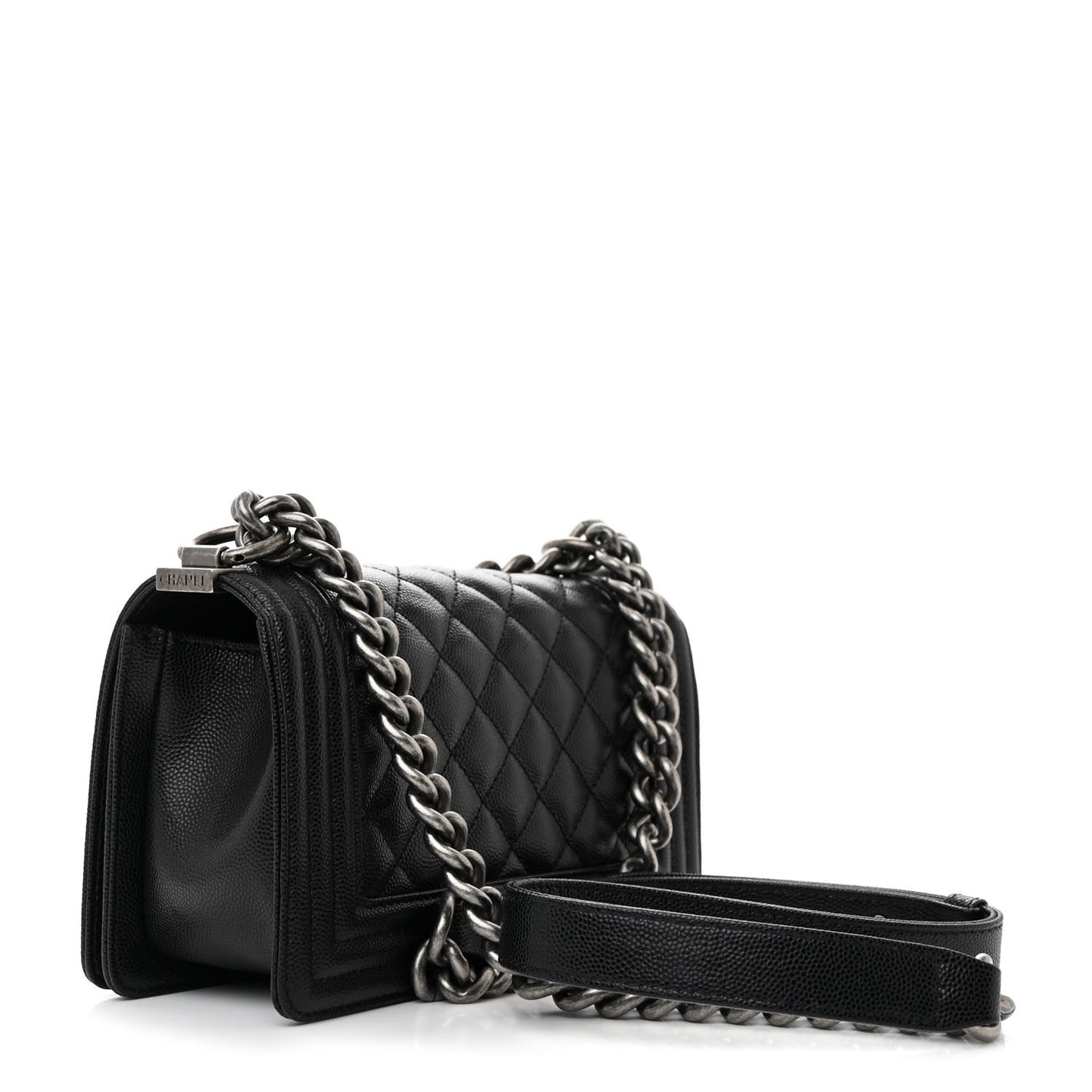 Caviar Quilted Small Boy Flap Black