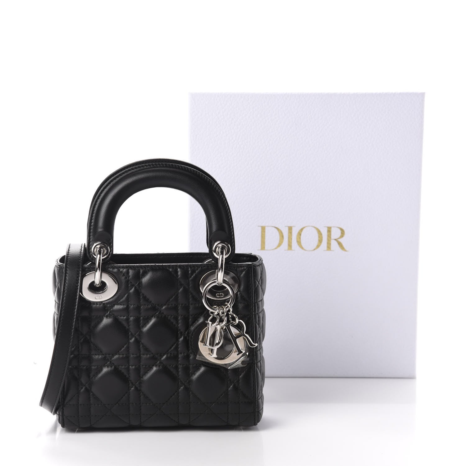 Christian Dior Lambskin Cannage Mini Lady Dior Black 11 of 11