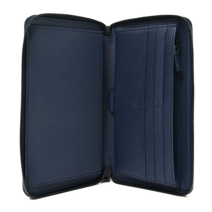 Prada Saffiano Metal Large Zip Around Travel Wallet Baltico 5 of 6