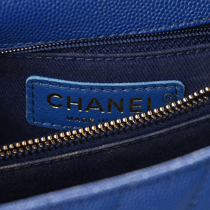 Chanel Caviar Chevron Quilted Small Coco Handle Flap Blue 6 of 11