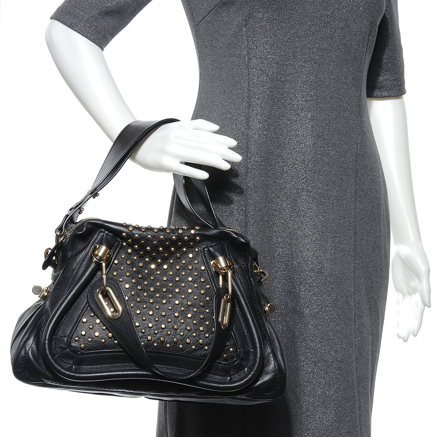 Chloe Leather Studded Medium Paraty Black 2 of 8