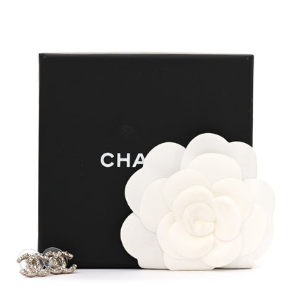 Chanel Metal Crystal CC Earrings Silver 5 of 5