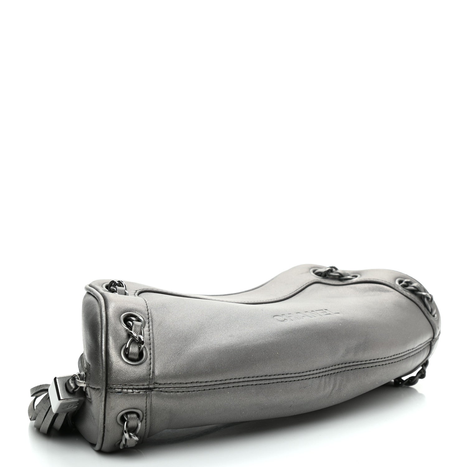 Chanel Metallic Lambskin Tassel Shoulder Bag Silver 4 of 13
