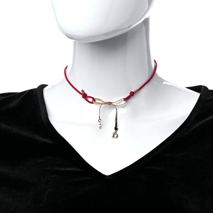 Christian Dior Bow CD Necklace Red Gold 3 of 5