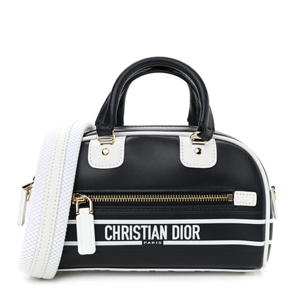 Christian Dior Calfskin Micro Dior Vibe Zip Bowling Bag Blue White 1 of 10